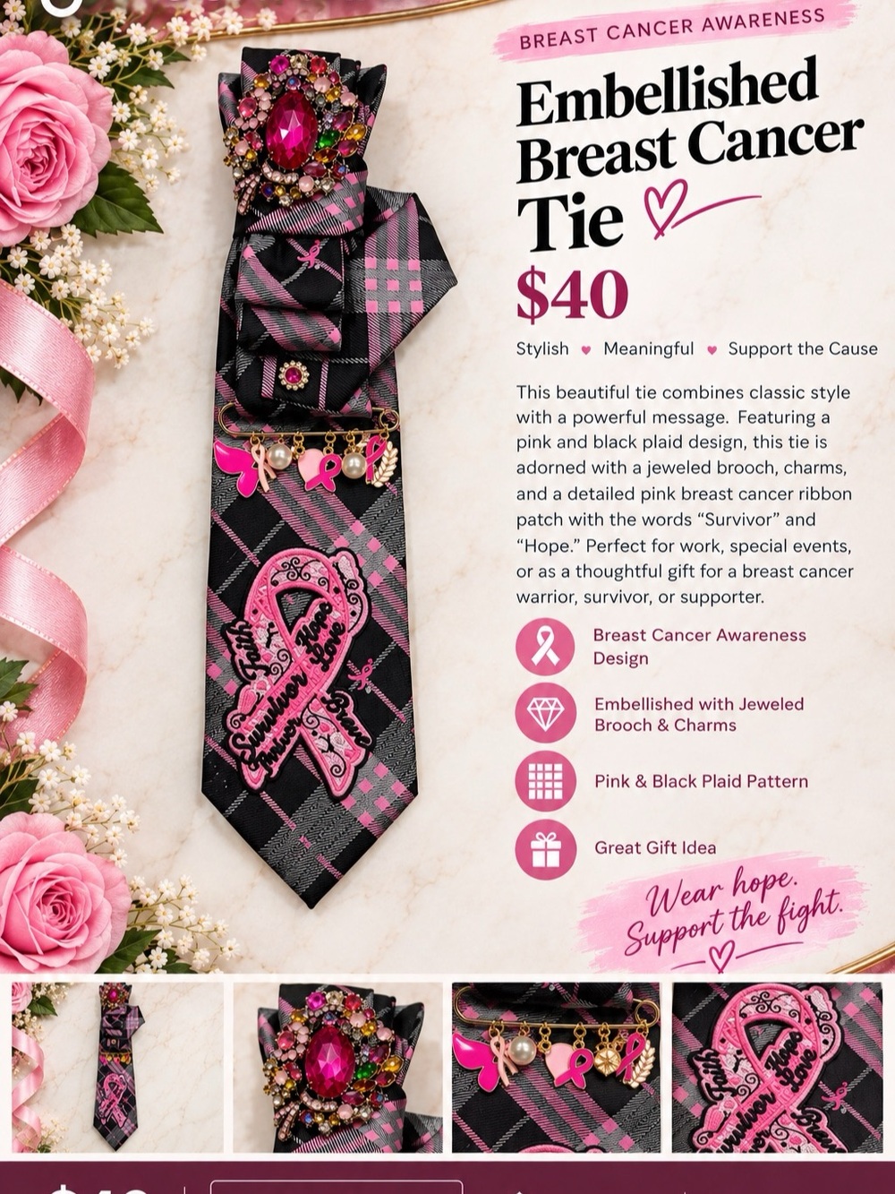 Breast Cancer Neck Tie
